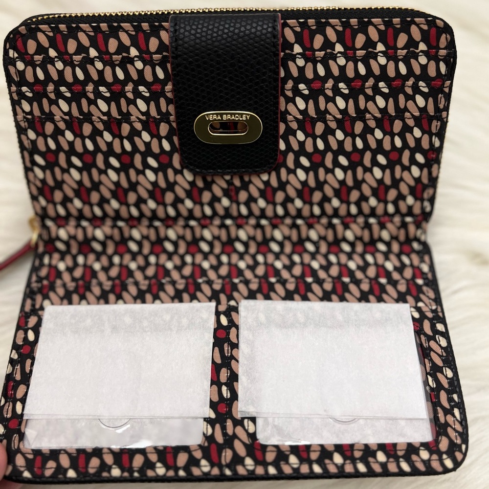 VERA BRADLEY - BLACK NYLON PREPPY POLLY LONG ZIP WALLET - Picture 7 of 10